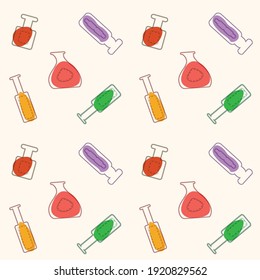 Pattern with colorful bottles and vases