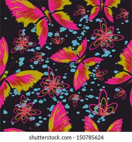 pattern with colorful butterflies