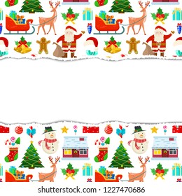 Pattern with colorful cartoon object for Christmas on white background.