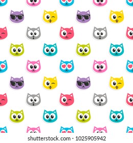pattern with colorful cat heads