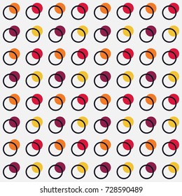 Pattern with colorful circles and rings. Seamless vector background