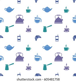 Pattern with Colorful Coffee cup and Tea cup icons