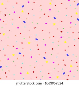 Farbige Konfetti mit rosafarbenem Hintergrund, Party-Konzept, abstrakte Textur-Vektorillustration