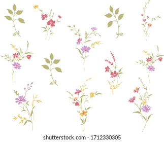 
pattern of colorful crispy flowers on a white background