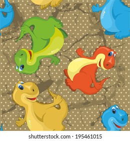 pattern with colorful dinosaurs. vector