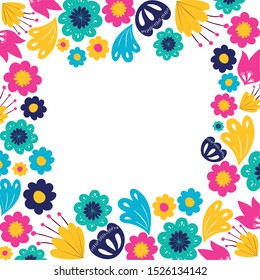 pattern colorful flowers isolated icon vector illustration design