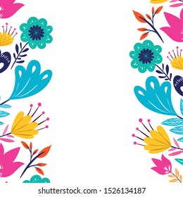 pattern colorful flowers isolated icon vector illustration design