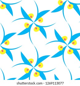 Pattern of colorful flowers on white background