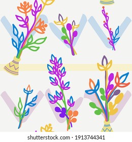 pattern colorful Flowers in vases