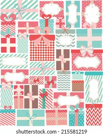 Pattern with colorful gifts. EPS 10 vector illustration.