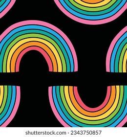 Patrón del símbolo de arco iris gráfico de colores en color negro