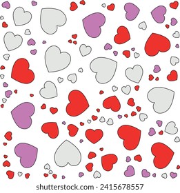 pattern of colorful hearts on white background