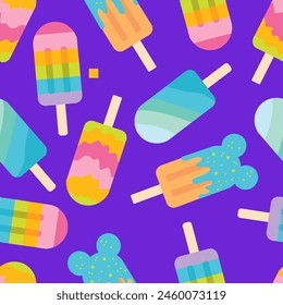 pattern with colorful ice cream on a stick