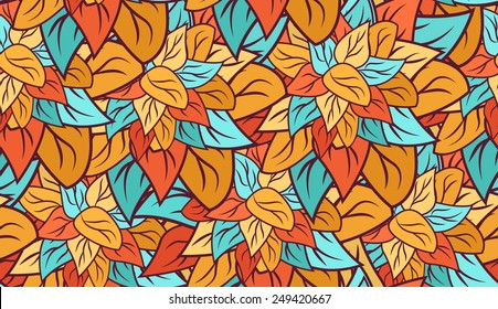 Pattern with colorful leaves