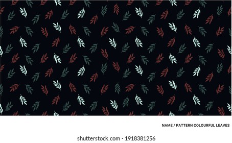 patrón con hojas coloridas sobre el fondo oscuro