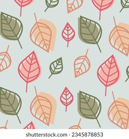 Pattern with colorful leaves. Vector, simple design.