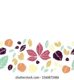A pattern with colorful leaves you can use to print on fabric, paper and other surfaces