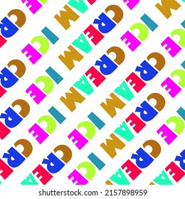 pattern with colorful letters ice cream