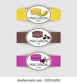 Pattern with colorful macaroon cookies on white. Vector illustration.