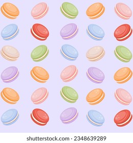 Pattern of colorful macaroons, a sweet and beautiful dessert. Vector illustration EPS10.	