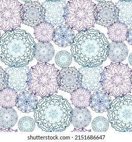 Patrón de mandalas coloridas.Vector patrón sin fisuras de mandalas coloridas sobre un fondo transparente.