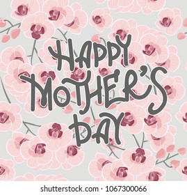 pattern of colorful Orchid flowers vector illustration.stock vector images of beautiful pink Orchid flowers. bright background.Mother's day greeting card with flowers background