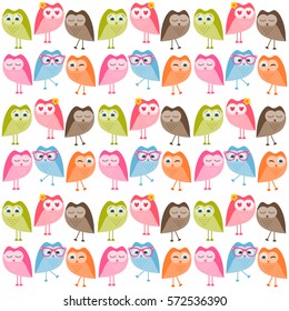 pattern with colorful owls