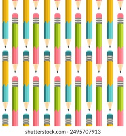 pattern with colorful pencils, repeating pattern. Design for education, school projects, packaging, stationery decorative