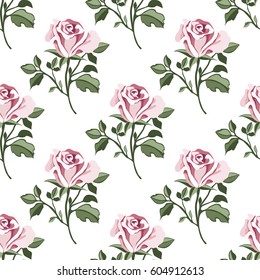 Pattern with colorful pink rose.Seamless vector floral print.Textile texture