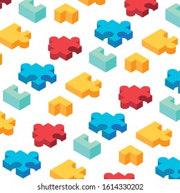 pattern of colorful puzzle pieces on white background vector illustration design
