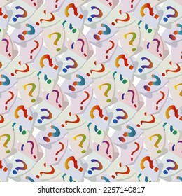 Pattern of colorful question marks.Vector pattern with colorful question marks on stickers.
