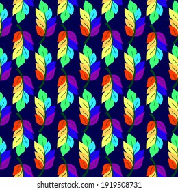pattern with colorful rainbow leaves