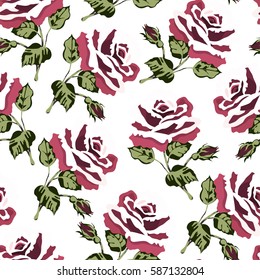 Pattern with colorful rose.Seamless vector floral print.Textile texture with flower