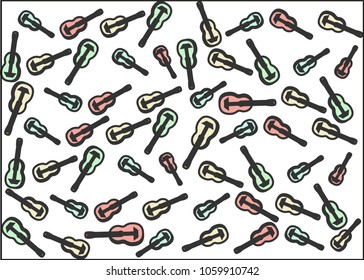 Pattern of colorful scattered guitars