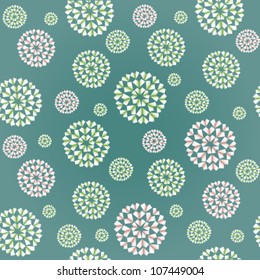 Pattern with colorful stylized round elements, snowflakes. Background for greeting card, website, cover