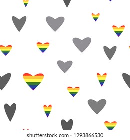 pattern of colorfull hearts, lgbt, rainbow, love
