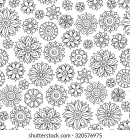 Padrão para livro de colorir. Étnico, floral, retrô, doodle, vetor, elemento de design tribal. Fundo preto e branco. Fundo vetorial Doodle. Henna paisley mehndi doodles projeto elemento de design tribal