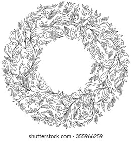  Patrón para el libro de colorear. Elemento de diseño étnico, floral, retro, doodle, vector, tribal. Fondo blanco y negro. Fondo vectorial de Doodle. Diseño de doodles Henna paisley mehndi elemento de diseño tribal