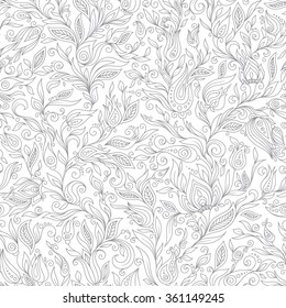 Pattern for coloring book. Ethnic, floral, retro, doodle, vector, tribal design element. Black and white background. Doodle vector background. Henna paisley mehndi doodles design tribal design element