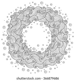 Pattern for coloring book. Ethnic, floral, retro, doodle, vector, tribal design element. Black and white background. Doodle vector background Henna paisley mehndi doodles design tribal design element