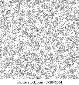 Pattern for coloring book. Ethnic, floral, retro, doodle, vector, tribal design element. Black and white background. Doodle vector background. Henna paisley mehndi doodles design tribal design element