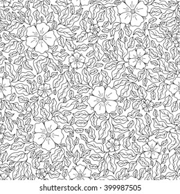 Pattern for coloring book. Ethnic, floral, retro, doodle, vector  design element. Black and white background. Doodle vector background. Henna paisley mehndi doodles design tribal design element


