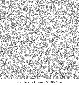 Pattern for coloring book. Ethnic, floral, retro, doodle, vector,  design element. Black and white background. Doodle vector background. Henna paisley mehndi doodles design tribal design element

