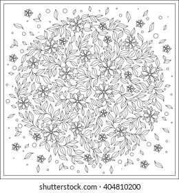 Pattern for coloring book. Ethnic, floral, retro, doodle, vector ,design element. Black and white background. Doodle vector background. Henna paisley mehndi doodles design tribal design element