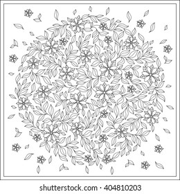Pattern for coloring book. Ethnic, floral, retro, doodle, vector ,design element. Black and white background. Doodle vector background. Henna paisley mehndi doodles design tribal design element