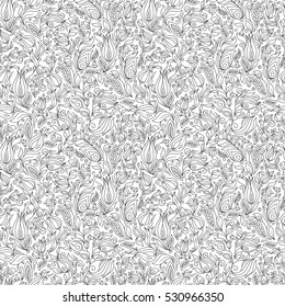 Pattern for coloring book. Ethnic, floral, retro, doodle, vector, tribal design element. Black and white background. Doodle vector background. Henna paisley mehndi doodles design tribal design element