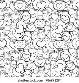 Pattern for coloring book. Ethnic, floral, retro, doodle, vector, tribal design element. Black and white background. Doodle vector background. Henna paisley mehndi doodles design tribal design element