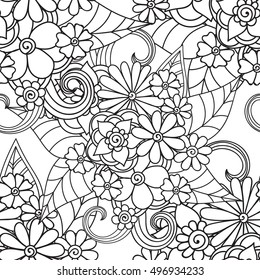 Pattern Coloring Book Leaves Ethnic Floral Stock Vector (Royalty Free ...