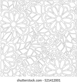 Pattern for coloring book. Leaves. Ethnic, floral, retro, doodle, tribal design element. Black and white background. Zentangle patterns.