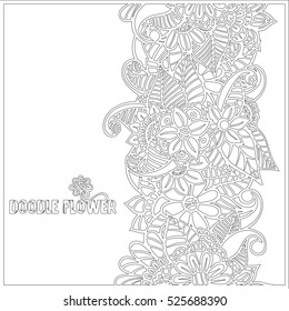Pattern for coloring book. Leaves. Ethnic, floral, retro, doodle, tribal design element. Black and white background. Zentangle patterns.